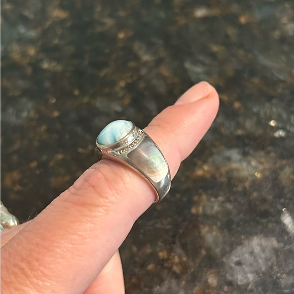 Limited Edition Marahlago Larimar and Mother of Pearl Ring - Picture 3 of 6
